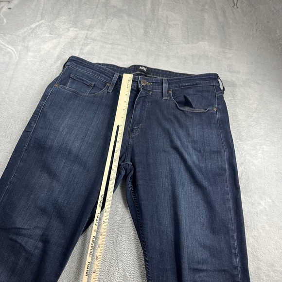 Paige Jeans Mens 38x30 Blue Federal Slim Straight Leg Stretch Dark Wash Denim - Picture 6 of 11